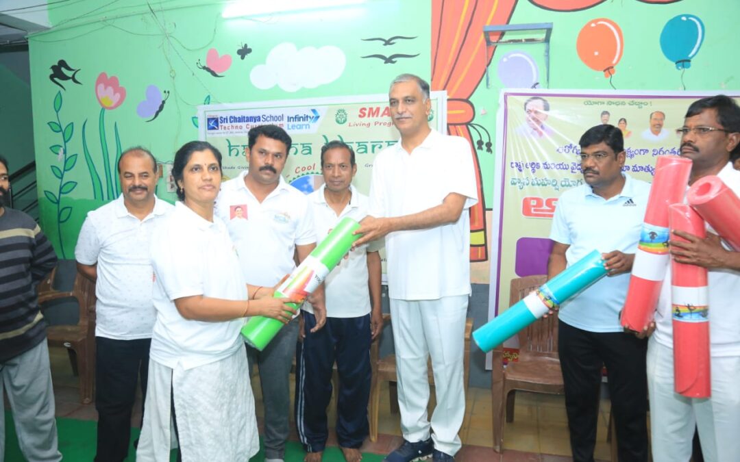 YOGA MATS DISTRIBUTED BY MINISTER HARISH RAO GARU